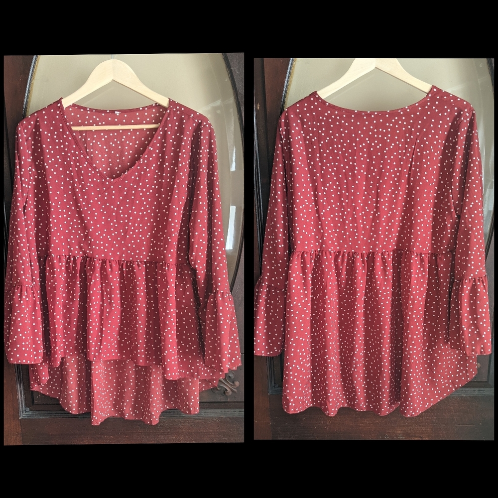 SHEIN XL red polka dot high low top
